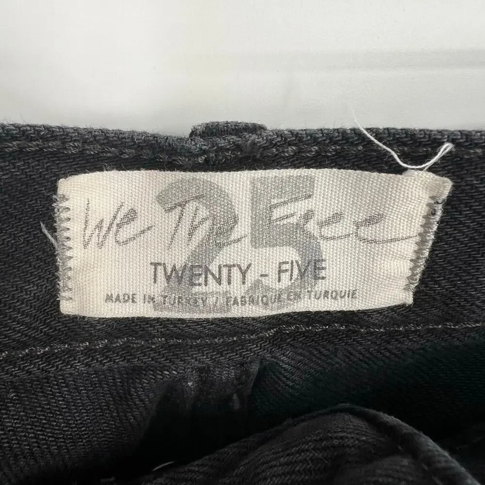 We The Free Women’s Size 25 Black Denim Crop Distressed Jeans Raw Hem Hi-Rise